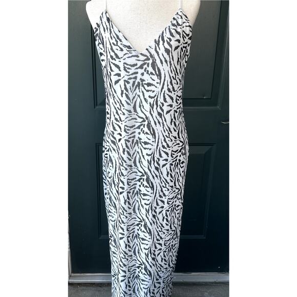 AFRM Amina Slip Midi Dress 2X Zebra Animal Print Mesh Stretch Glam Going Out - Picture 2 of 8
